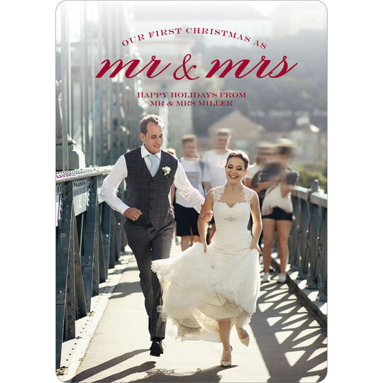 Red Mr and Mrs Holiday Photo Cards